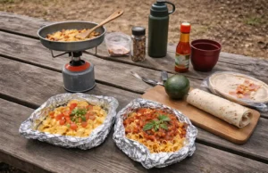 Najjednostavniji obroci za kampovanje (bez puno suđa) Campfire meal prep at the picnic table