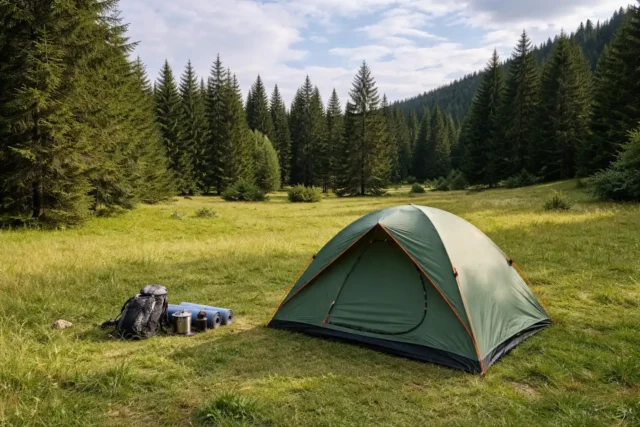 Campsite in the meadow